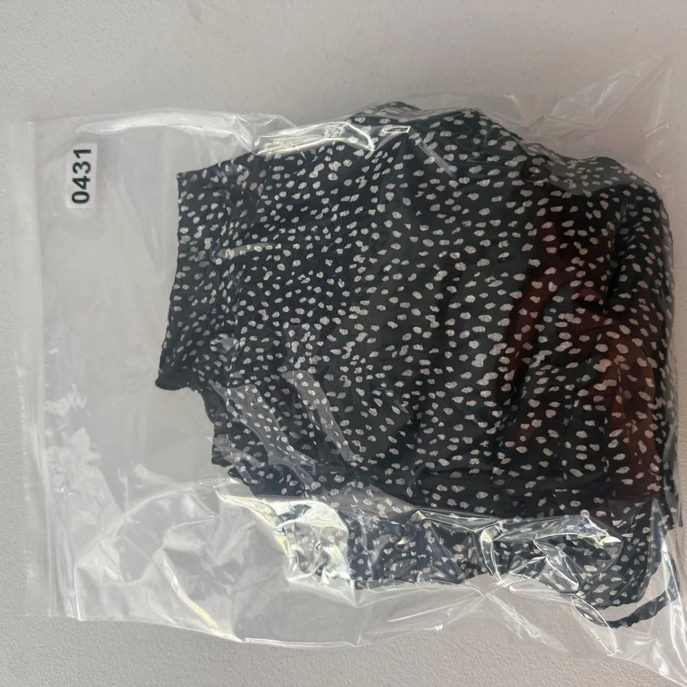 Miou Muse Black White Polka Dot Ruffle Mini Skirt Elastic‎ Waist XL